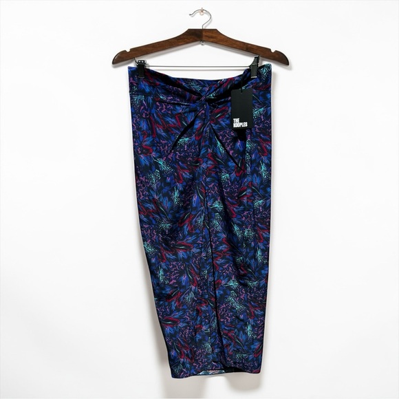 🌻NEW w/tags The Kooples Silk Feather Print Skirt Flowy Designer Size 1 US Small - Picture 4 of 11